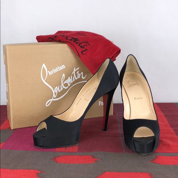 Christian Louboutin Satin Peep Toe Heels Style on