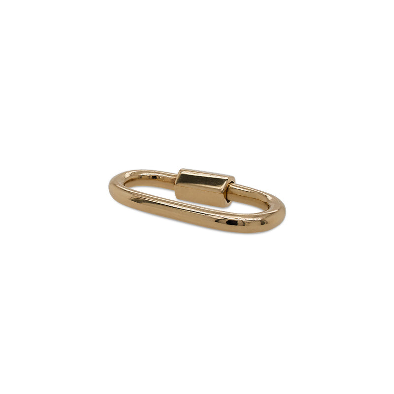 14K Yellow Gold Asymmetrical Diamond Screw Carabiner Lock