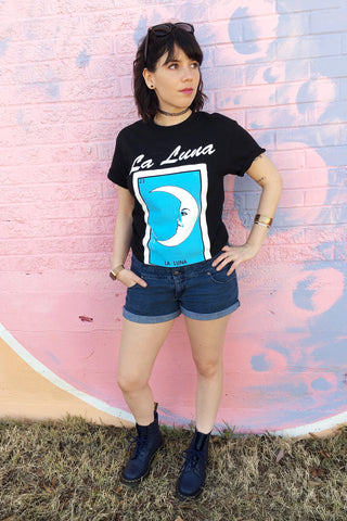 ShopMucho Mexican loteria graphic tee tshirt unisex la luna the moon