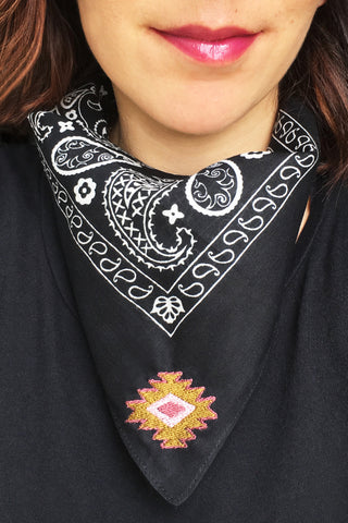 ShopMucho embroidered bandanas styled 4 ways