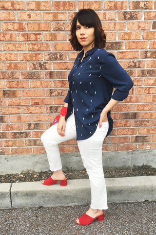 ShopMucho women's distressed white denim jeans styled 4 ways