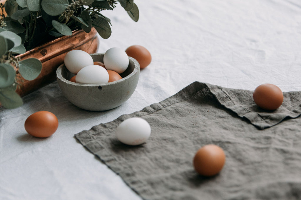 Eggs on a white table