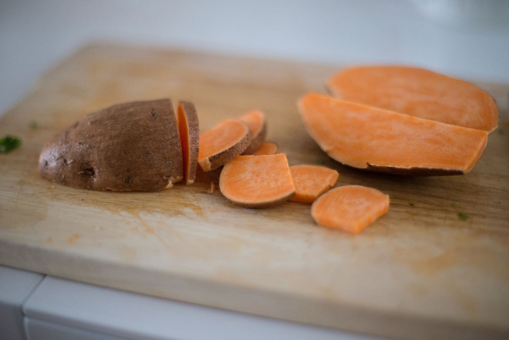 Sliced sweet potatoes