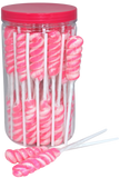 Pink lollipops in a jar