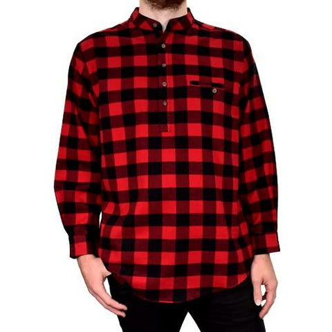 Lee Valley, Ireland Flannel Grandfather Shirt 100 Percent Cotton LV9 Red Black Check