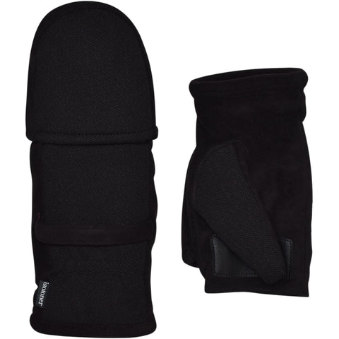 Image of Isotoner Stretch Fleece Flip Mitten Style A30304 (Black, L/XL) - Naturally Ideal