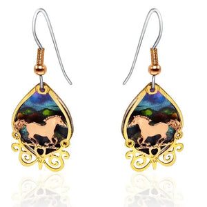 3D Colorful Cut Out Horse Earrings - copperarts