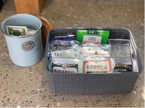 tea bag storage options container and baggies
