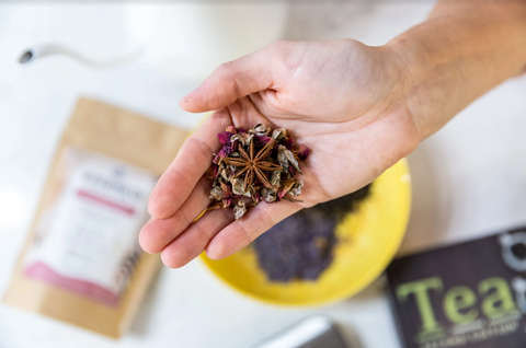 A handful of tisanes and herbs. 