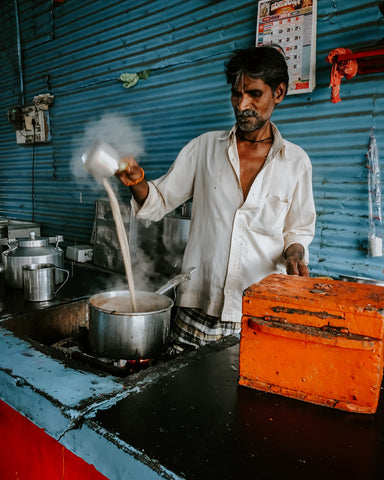 making chai tea in India