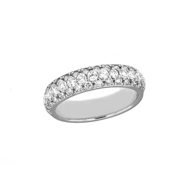 Three Row Pave 1/2 Way Band in White Gold