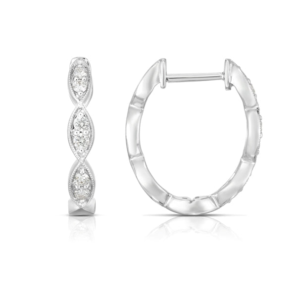 Oval Hoop Earrings with Marquise Shape