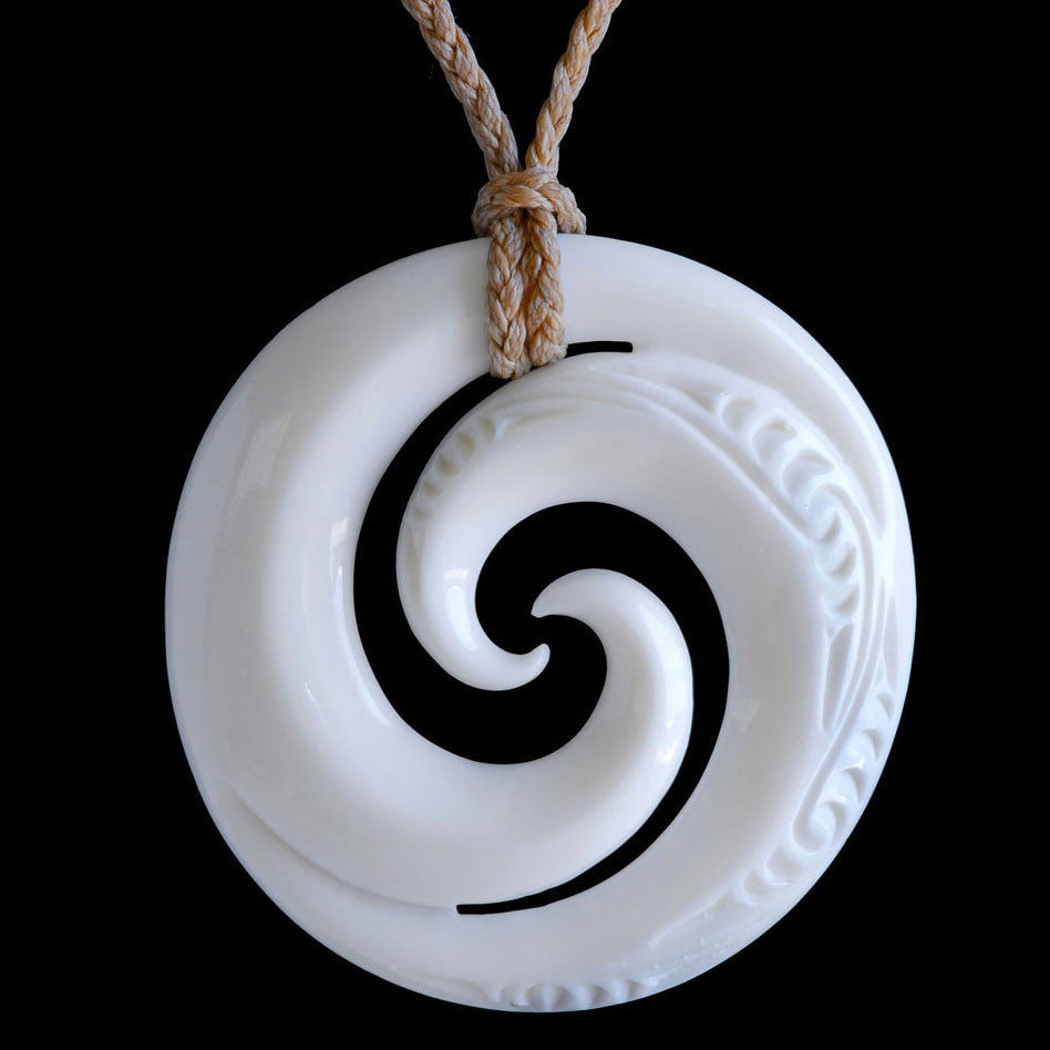 New Zealand Maori Style Koru Bone Pendant Necklace – The Bone Art Place