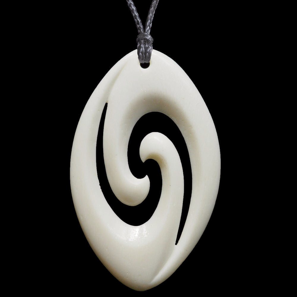 Small Maori Style Bone Carving Koru Necklace – The Bone Art Place