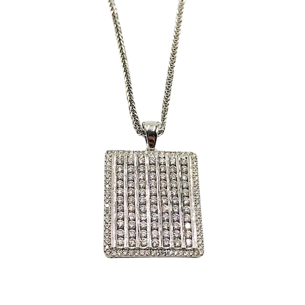 Diamond Studded Tablet Necklace 18K White Gold ZNZ Jewelry Affordagold