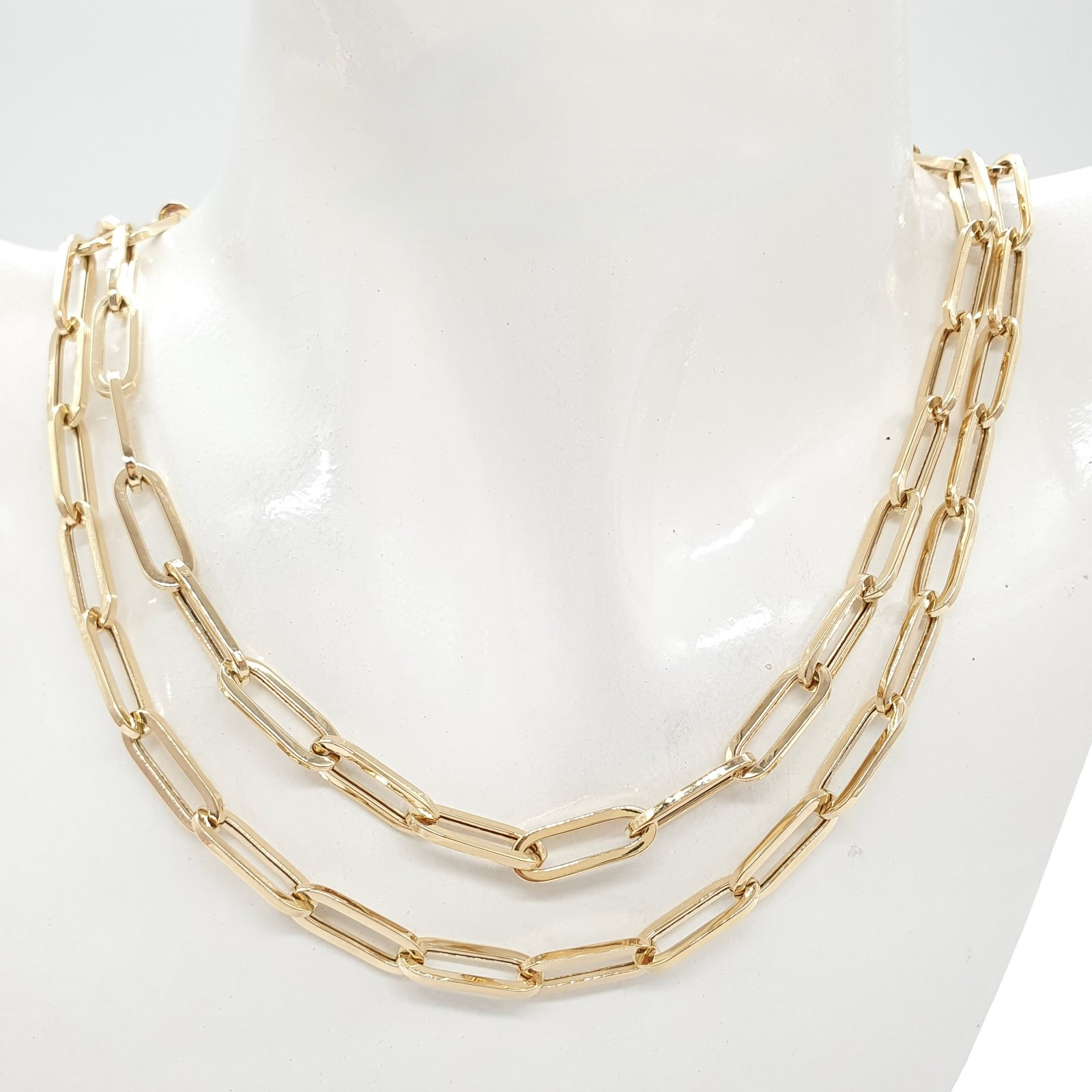 18k Gold Filled Paper Clip Chain 5mm Link Chain Necklace, Drawn Cable –  Bella Joias Miami