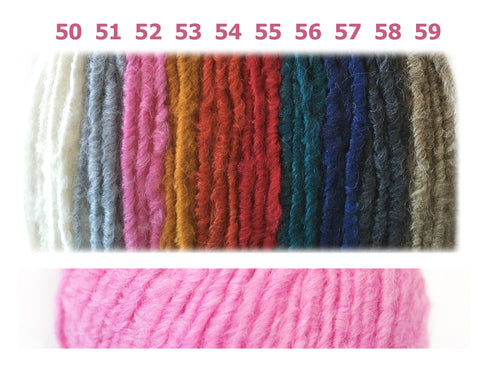 Adriafil Sogno chunky alpaca blend yarn shade card at My Yarnery Havant UK