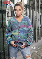 Adriafil Tokyo cardigan pattern in Zebrino yarn at My Yarnery Havant UK
