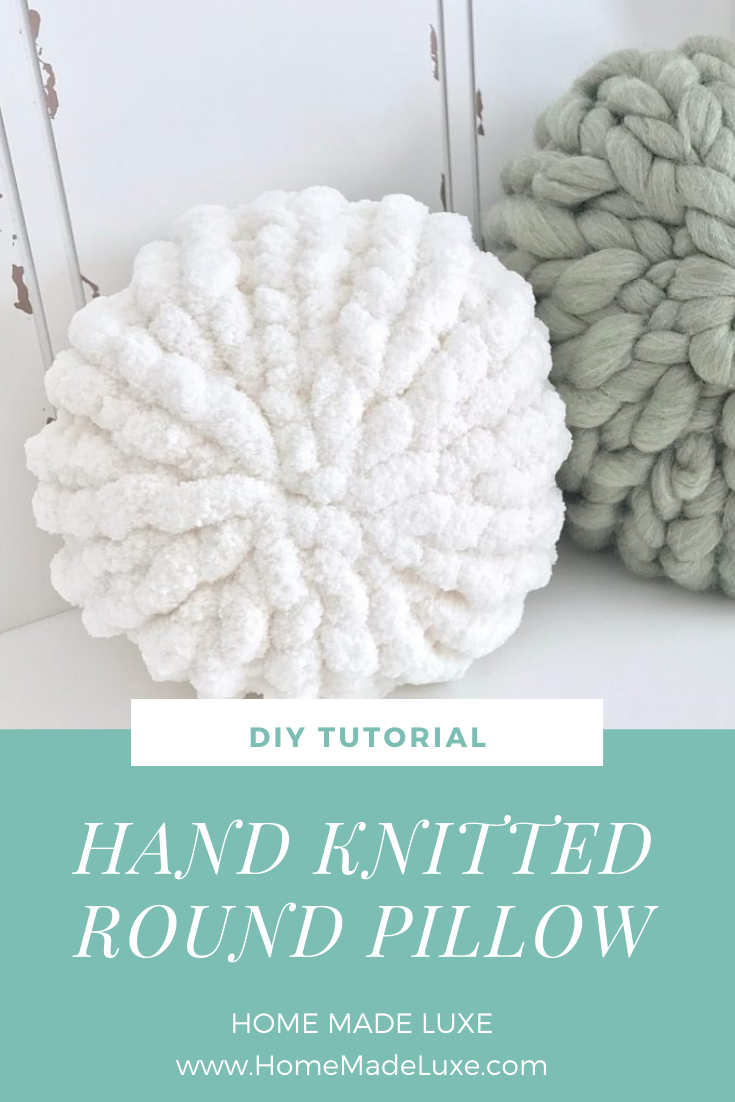 diy hand knitted round pillow video tutorial