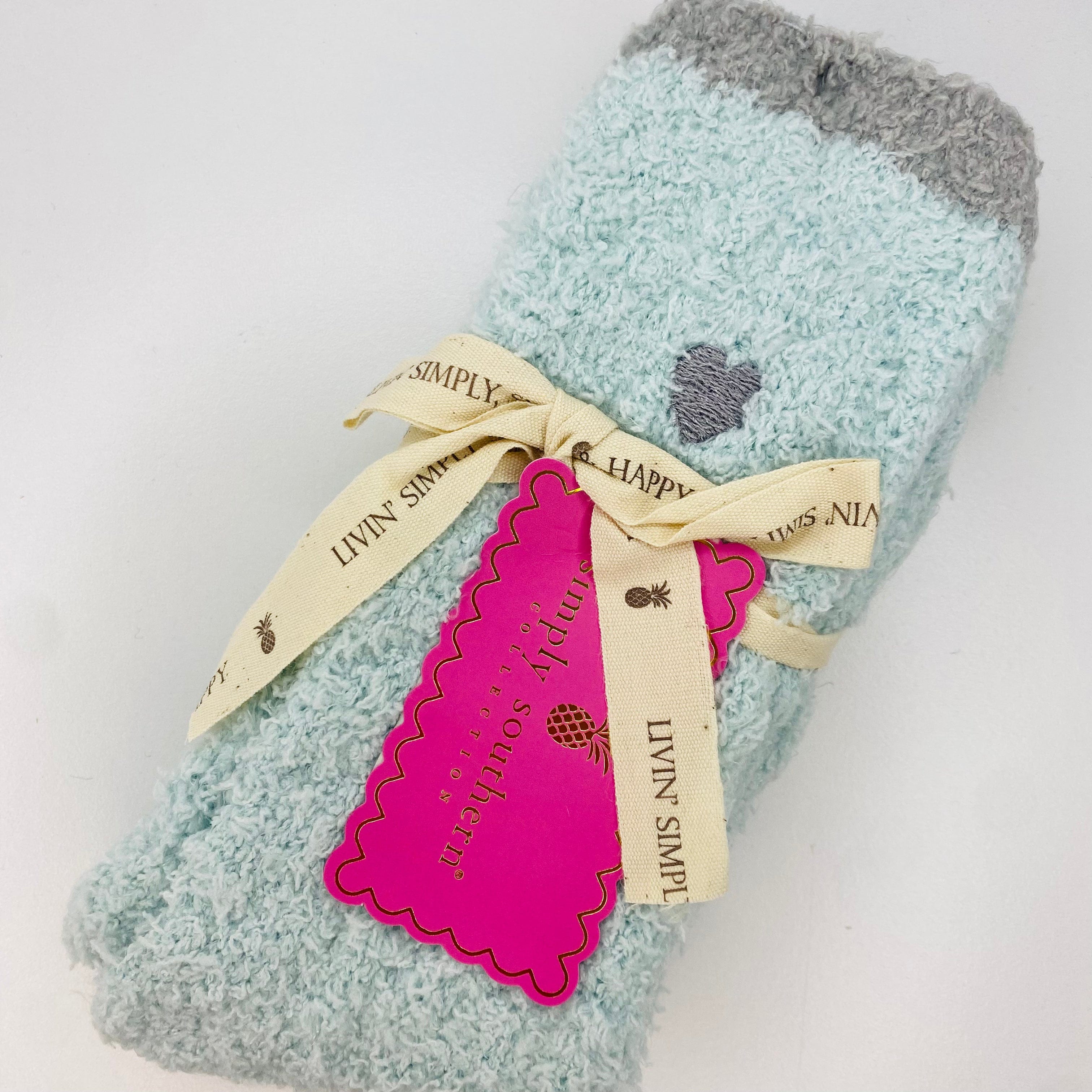 Blue Heart Fuzzy Socks