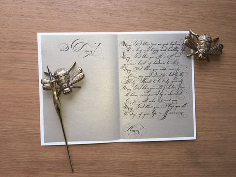 calligraphy inside a wedding card