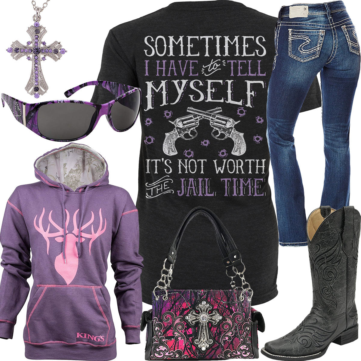 Not Worth The Jail Time Black Corral Boots Outfit – Real Country Ladies