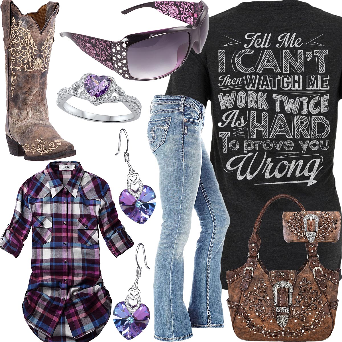 Prove You Wrong Purple Plaid Shirt Outfit – Real Country Ladies