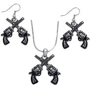 Pistol Necklace & Earrings