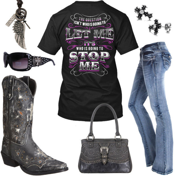 Who Is Going To Stop Me Cross Outfit – Real Country Ladies