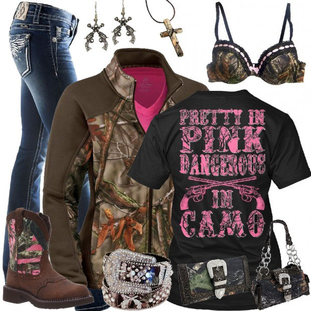 Pretty In Pink Dangerous In Camo Outfit - Real Country Ladies