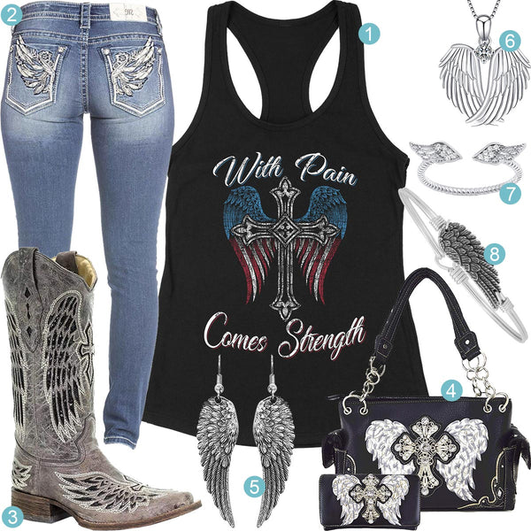 With Pain Comes Strength Tank Top Outfit – Real Country Ladies