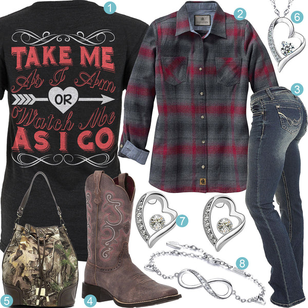 Take Me As I Am Infinity Heart Bracelet Outfit – Real Country Ladies