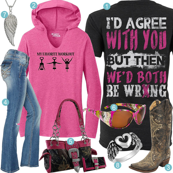 We'd Both Be Wrong Fuchsia Hoodie Outfit – Real Country Ladies