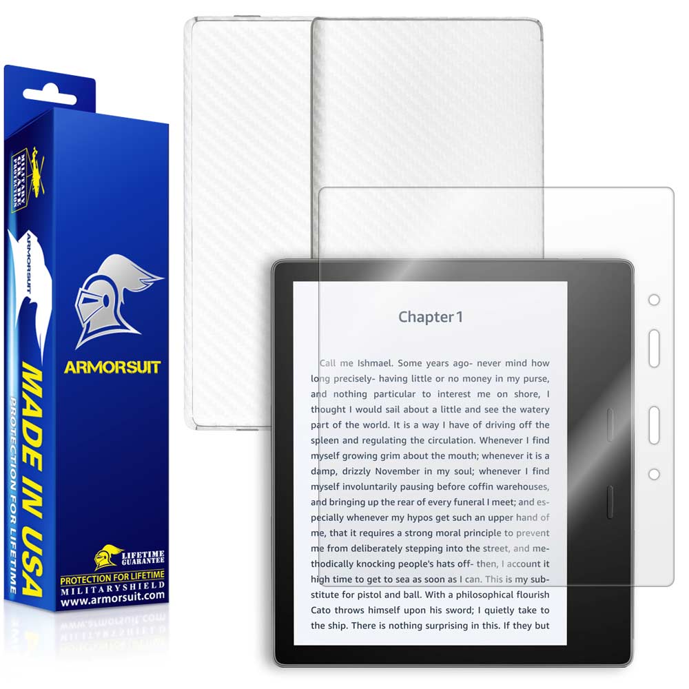 (First Generation) Kindle Oasis Screen Protector + White Carbon