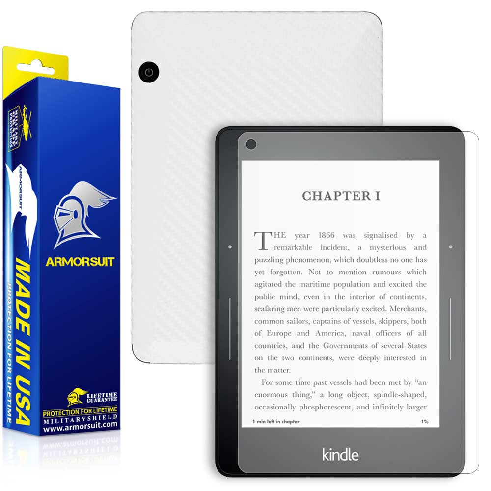 Kindle Paperwhite Screen Protector + White Carbon Fiber skin Pr