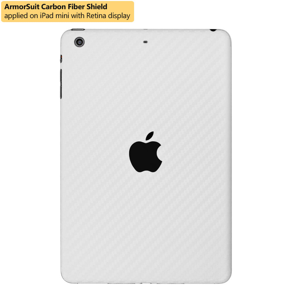 Apple iPad Mini 2 w/ Retina Display (Wifi + LTE) Screen Protector + White Carbon Fiber Film Protector