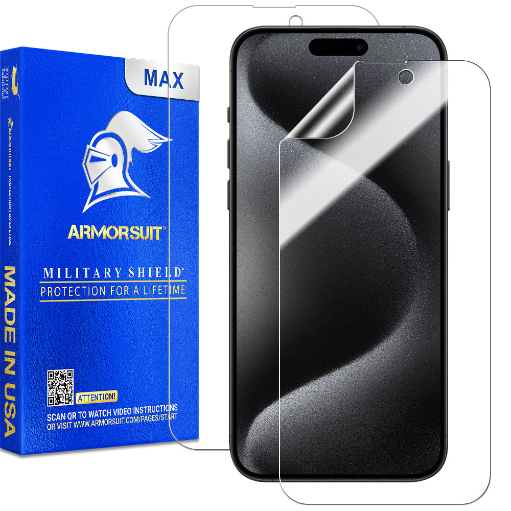 Tech Armor Screen Protector for iPhone 15 Pro Max 6.7 inch - HD Clear Film,  Ultimate Display Protection, Crystal Clear Clarity, Easy Installation