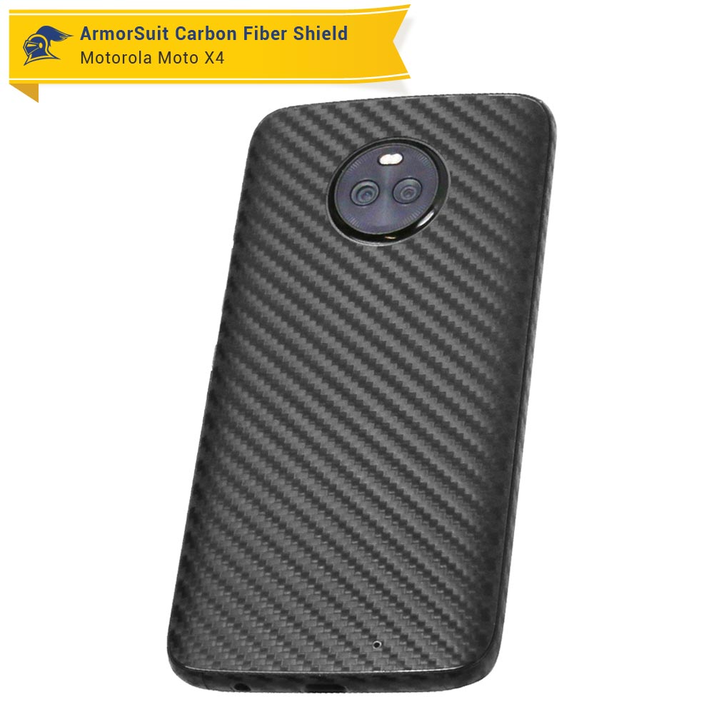 Depender de miel guitarra Motorola Moto X4 Screen Protector + Black Carbon Fiber Skin