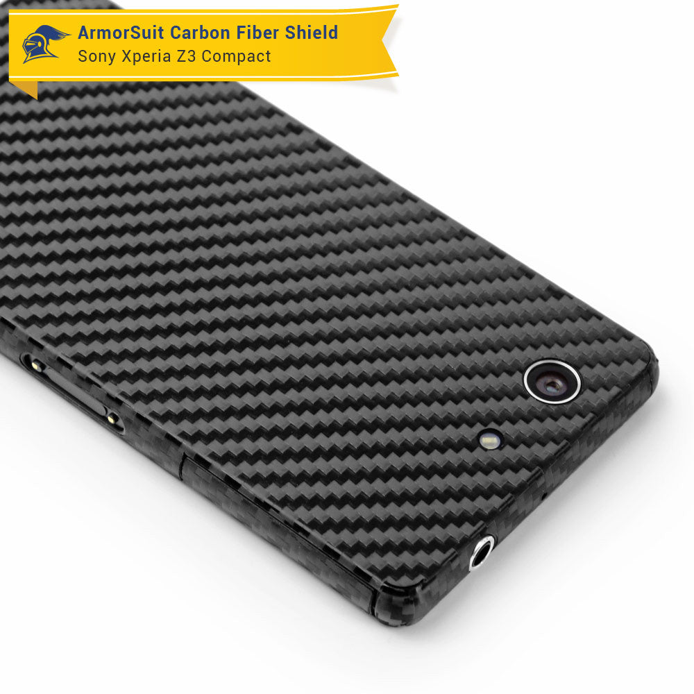 Sony Xperia Z3 Compact Screen Protector Black Carbon Fiber Skin