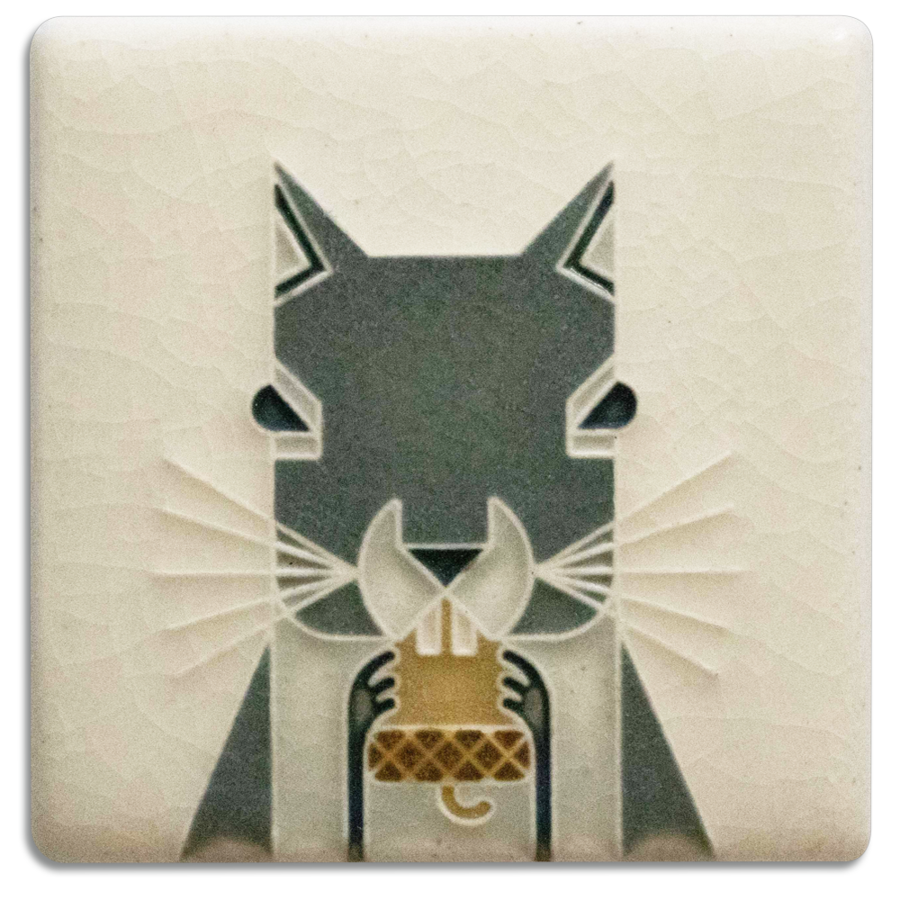 3x3 Squirrel Tile (Charley Harper) by Motawi Tileworks