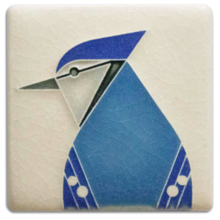 3x3 Blue Jay Tile (Charley Harper) by Motawi Tileworks