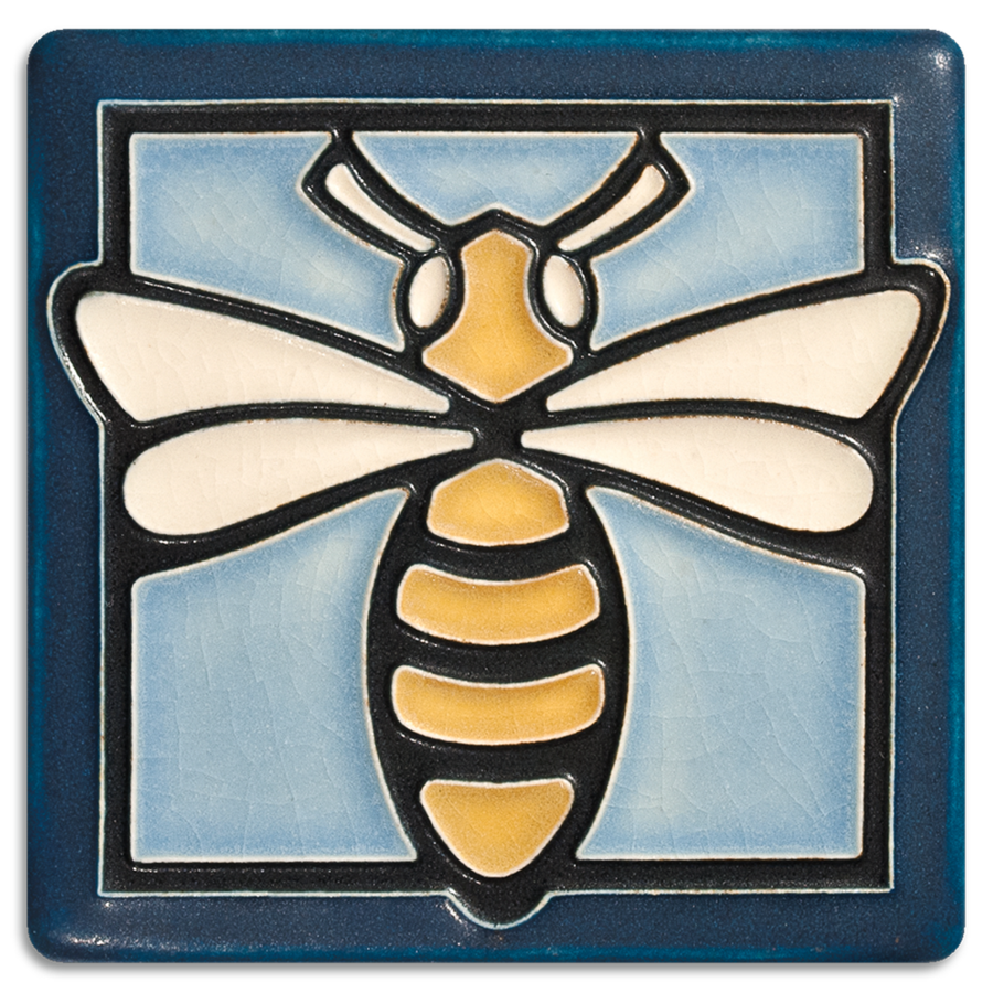 4x4 Bee Tile (Charley Harper) by Motawi Tileworks