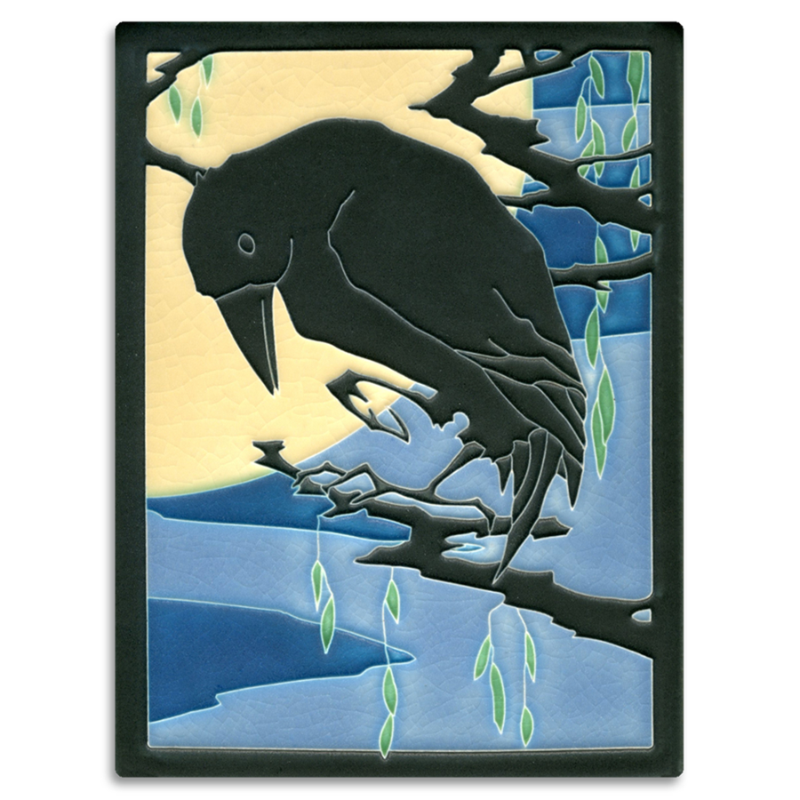 6x8 Raven Tile (Yoshiko Yamamoto) by Motawi Tileworks