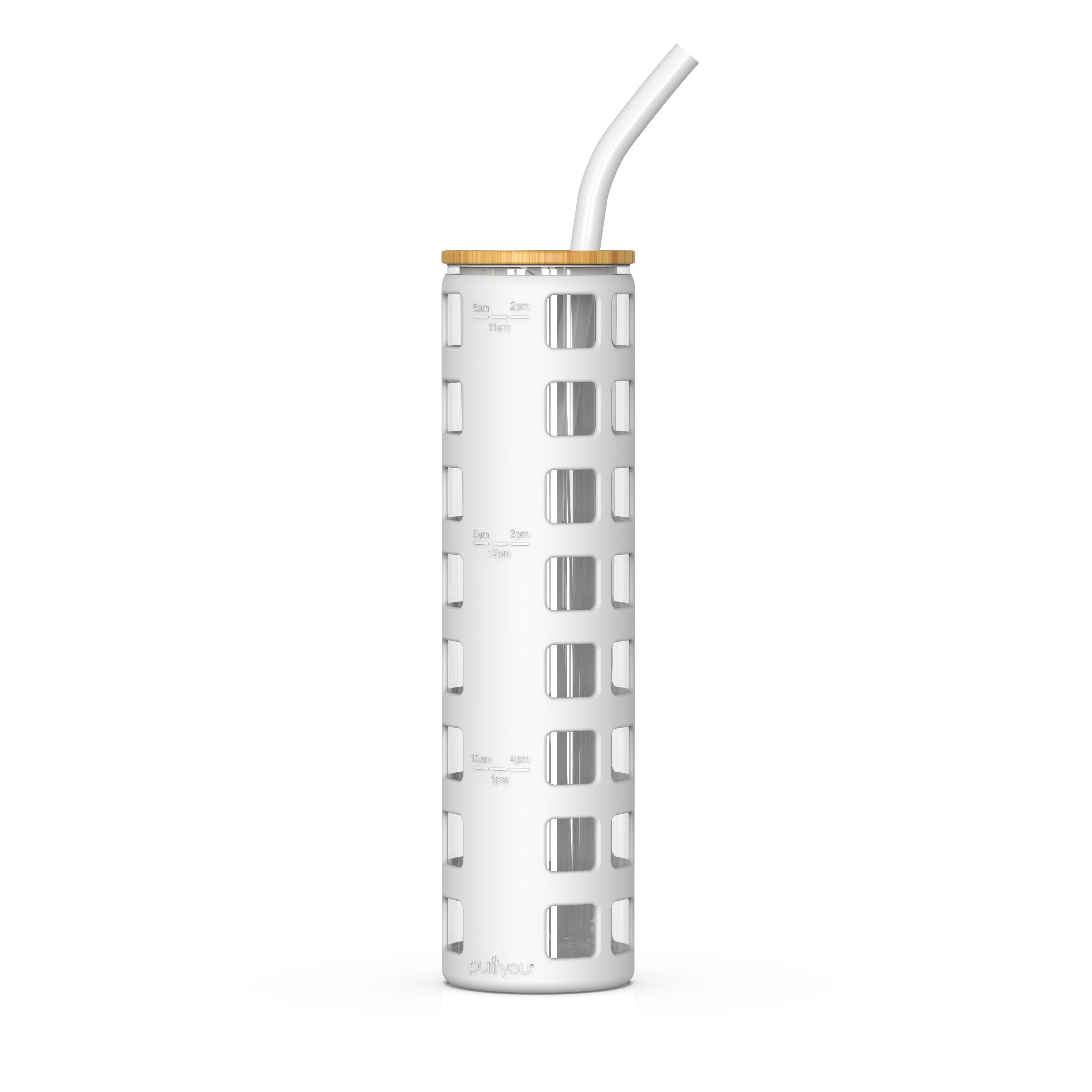 32oz Glass Water Tumbler with Platinum Silicone Straw – Purifyou