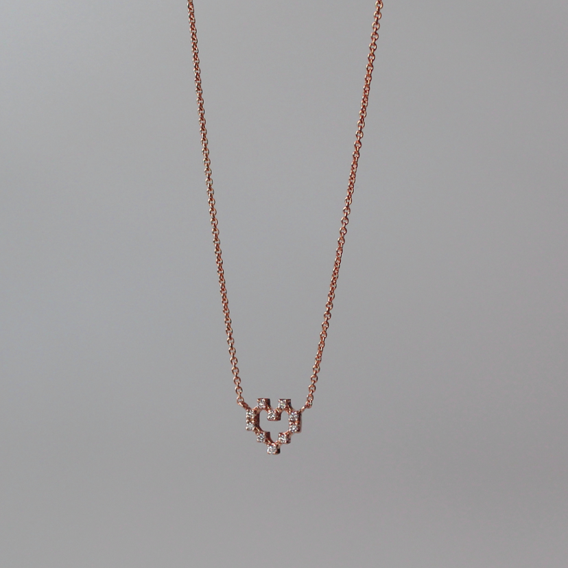 Pixel Heart Necklace, Diamond