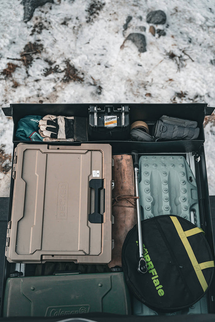 A Drawer System holds lots of gear on the Tacoma