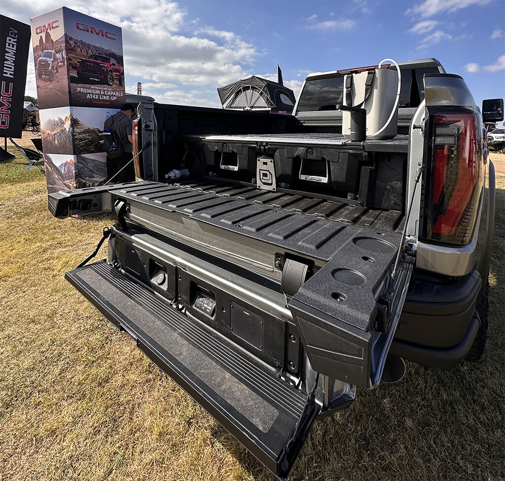 GMC Sierra AT4 pickup truck with DECKED Drawer System installed in bed