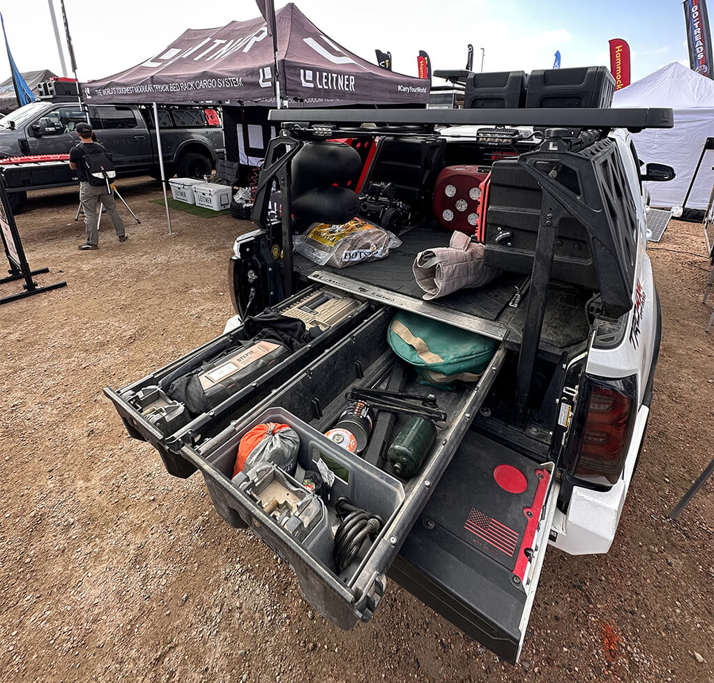 Toyota Tacoma with DECKED Drawer System open wide