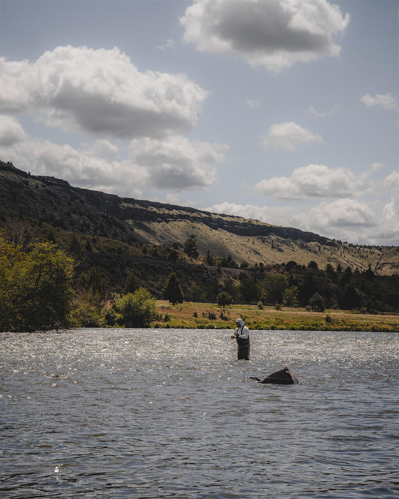 Matt casts while wading midriver