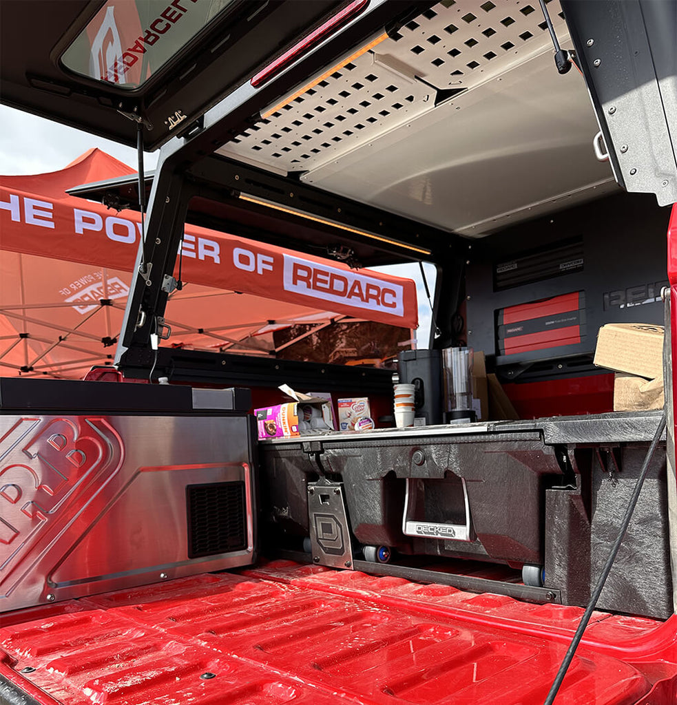 Drawer System in red pickup bed